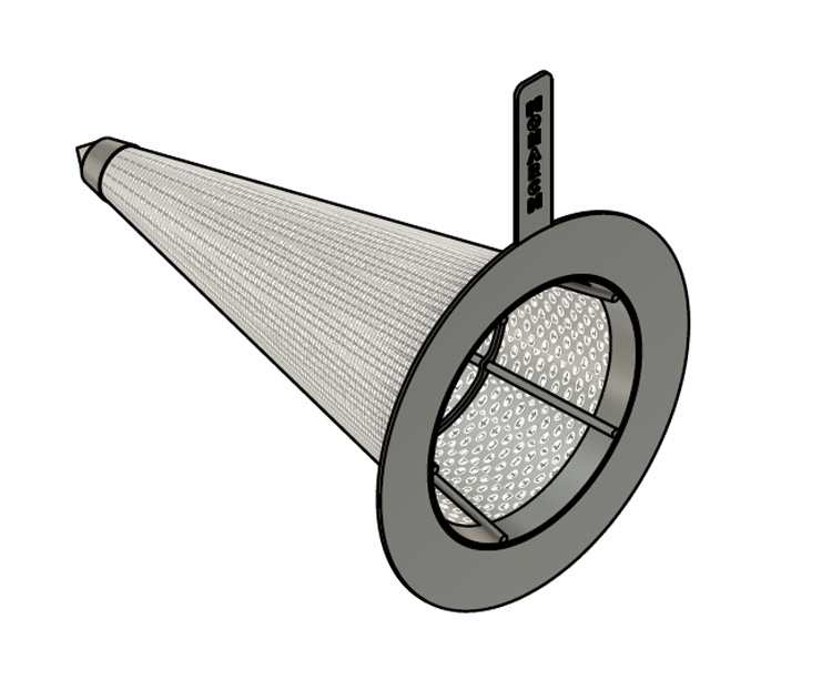 Temporary cone strainer for pump protection