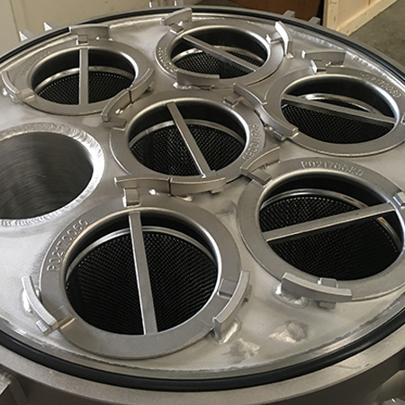 Multi chamber bag filter vessels for high flow industrial liquid filtration